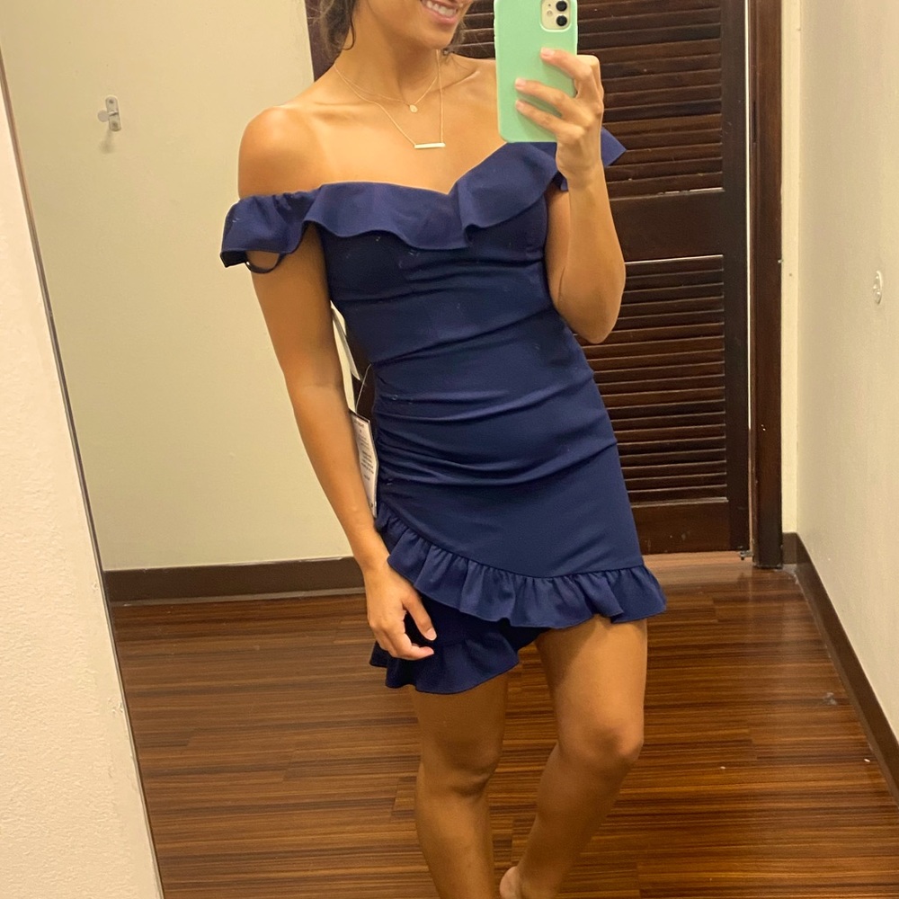 Off the shoulder wedding guest dress